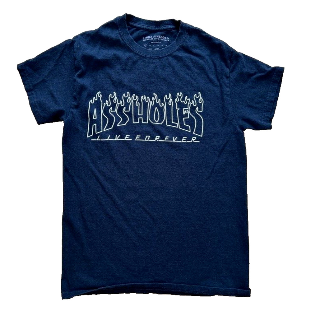 Linda Finegold A**holes Live Forever Graphic T-Shirt Men's Size Small Black